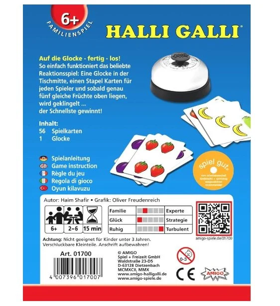 Halli Galli Kartenspiel – Reaktionsspiel mit Glocke