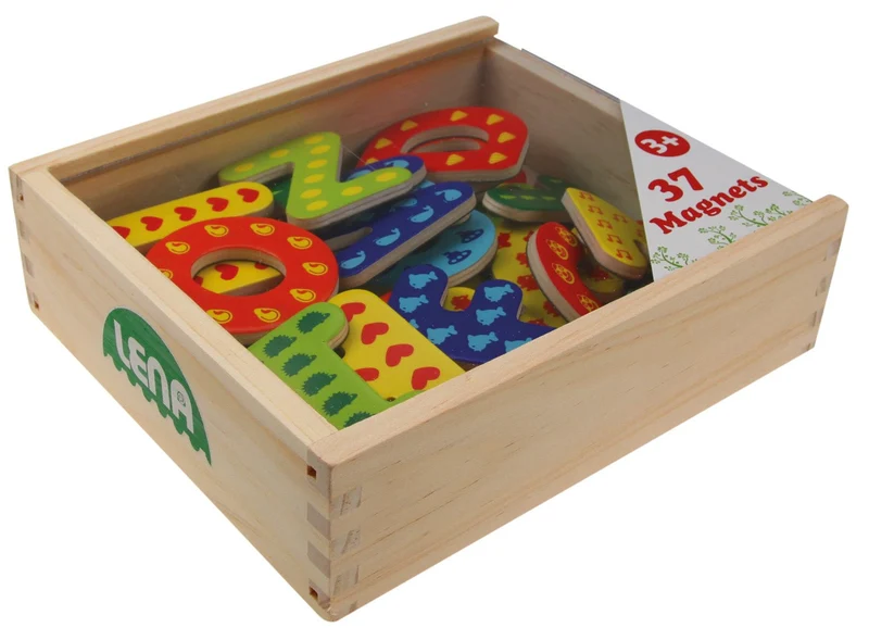 Holz Magnetbuchstaben 37 Teile in Holzkassette – LENA