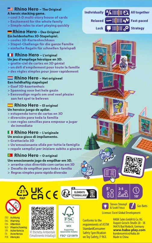Rhino Hero - Kleines Karten-Stapelspiel für Kinder ab 5 Jahre