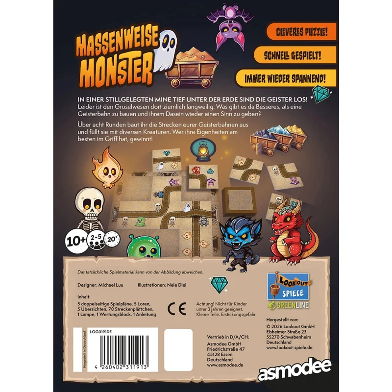 Massenweise Monster - Schnelles Plättchenlegespiel für Familien