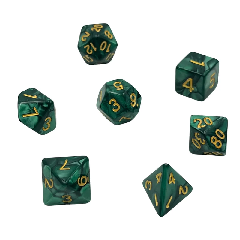 7-teiliges RPG Würfelset Pearl: Forest Green
