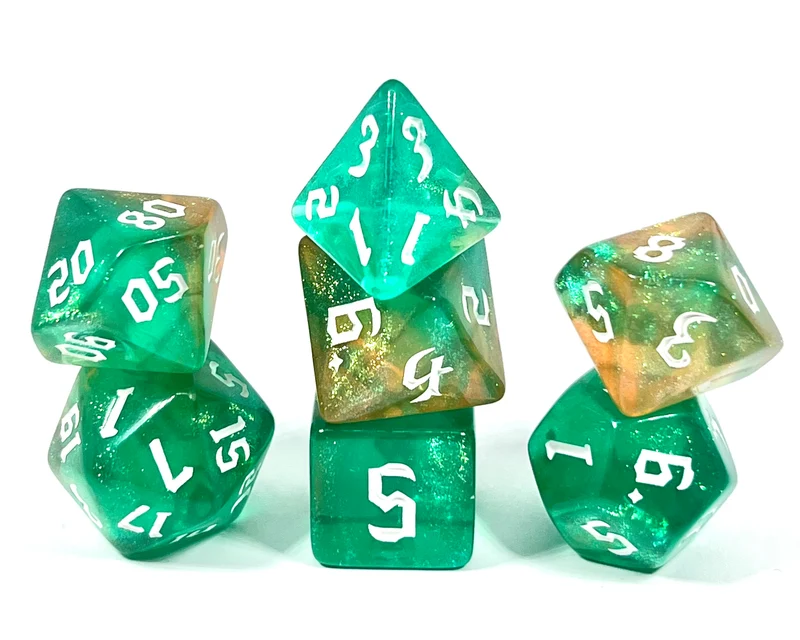 7-teiliges RPG Würfelset Galaxy: Smaragd Yellow