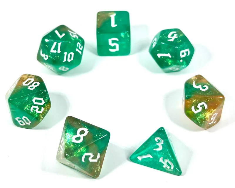 7-teiliges RPG Würfelset Galaxy: Smaragd Yellow