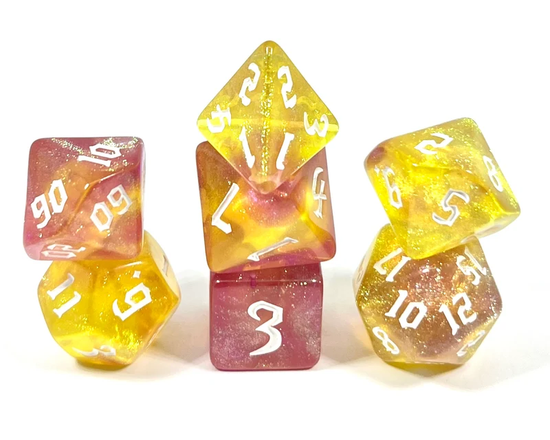 7-teiliges RPG Würfelset Galaxy: Citrin Rose
