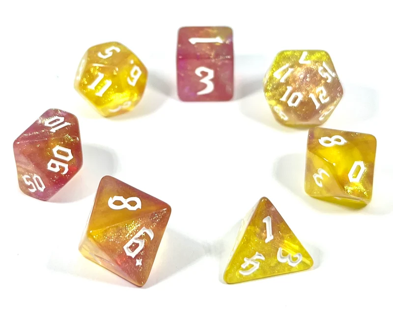 7-teiliges RPG Würfelset Galaxy: Citrin Rose