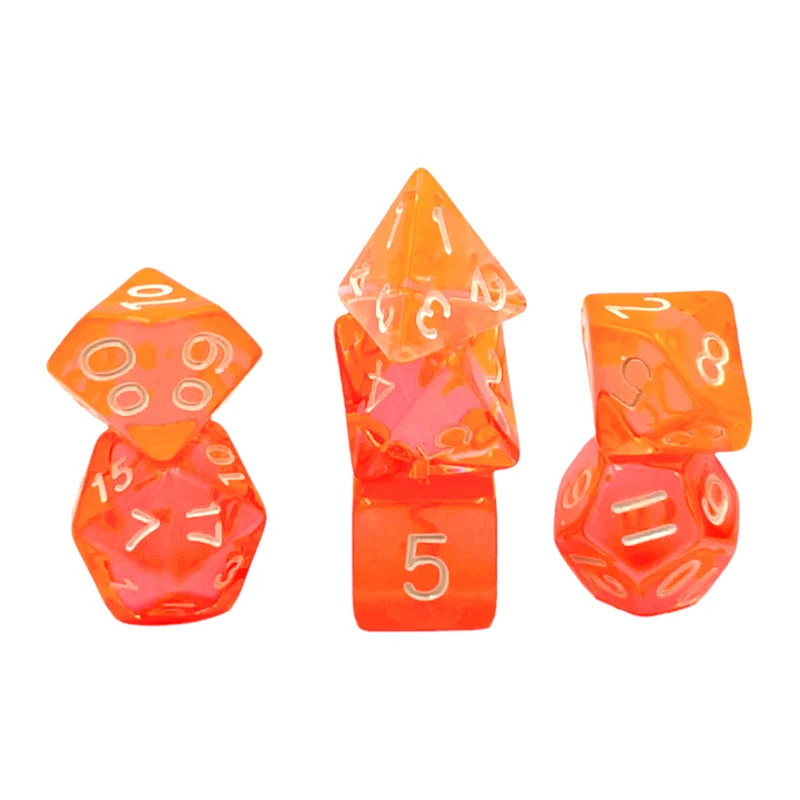 7-teiliges RPG Würfelset Transparent: Coral