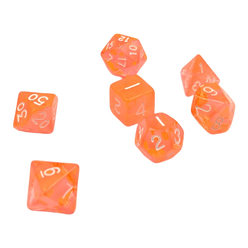 7-teiliges RPG Würfelset Transparent: Coral