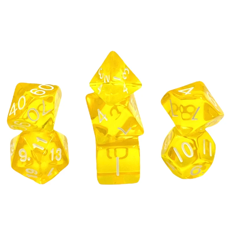 7-teiliges RPG Würfelset Transparent: Yellow