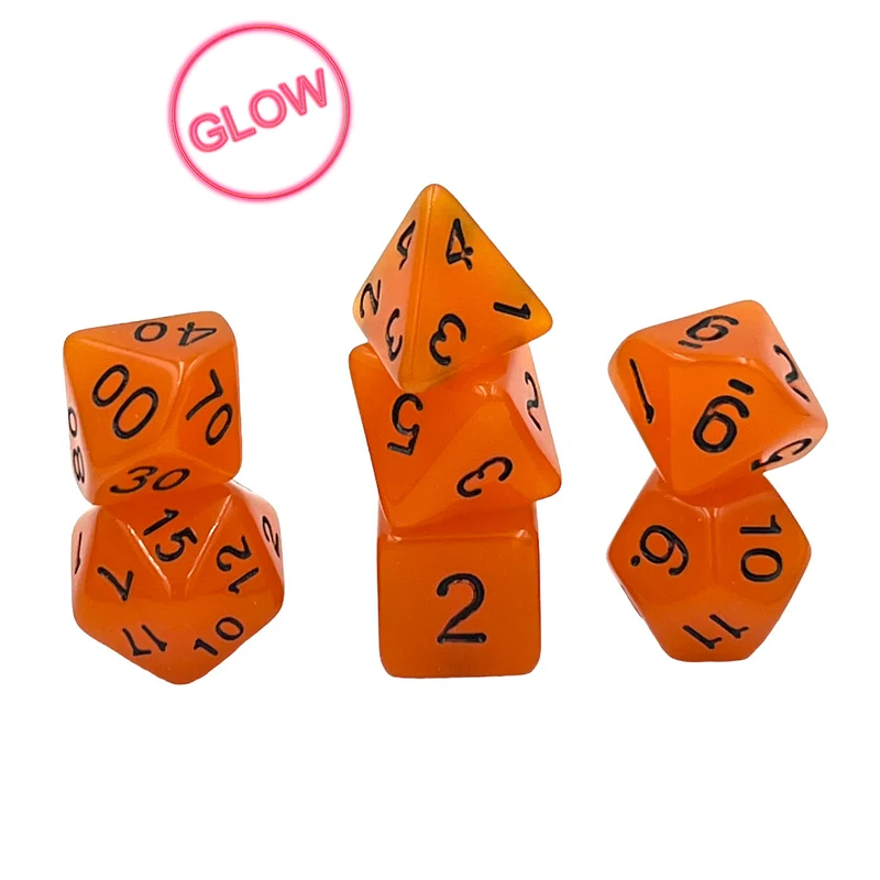 7-teiliges RPG Würfelset Glow: Orange