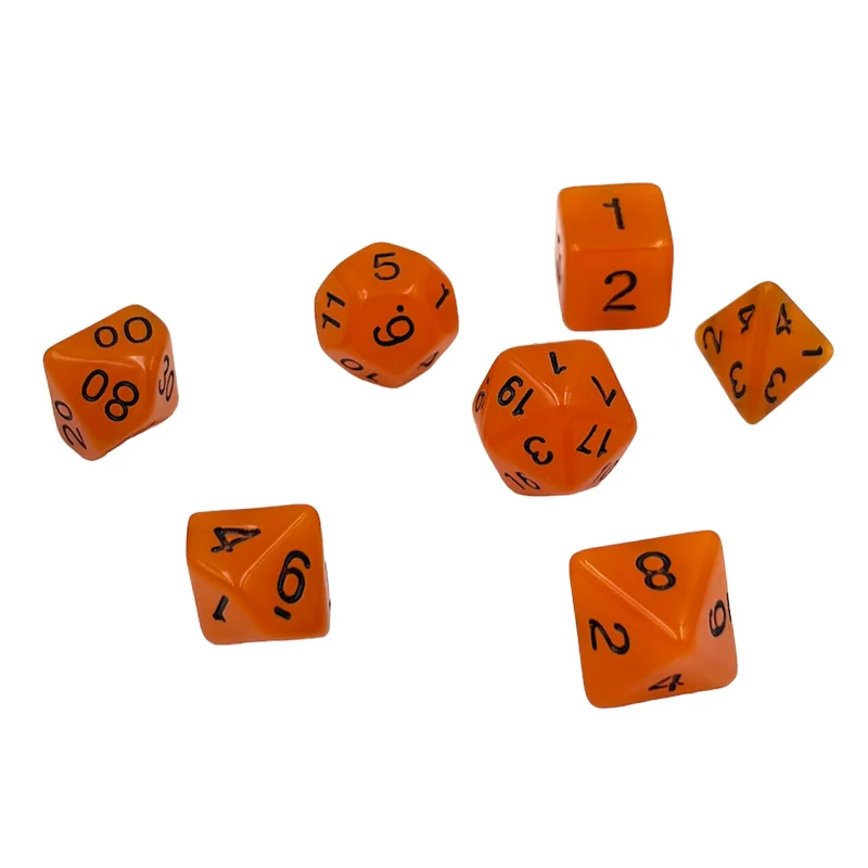 7-teiliges RPG Würfelset Glow: Orange