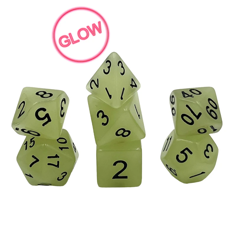7-teiliges RPG Würfelset Glow: White