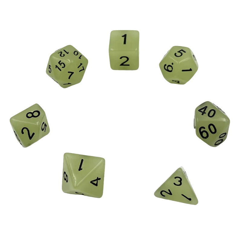 7-teiliges RPG Würfelset Glow: White