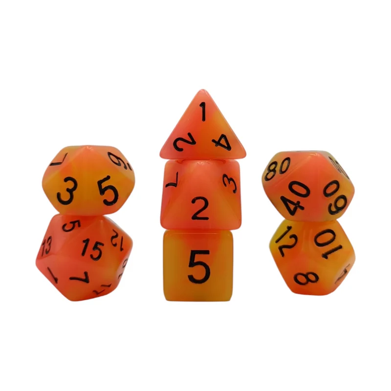 7-teiliges RPG Würfelset Glow: Peach