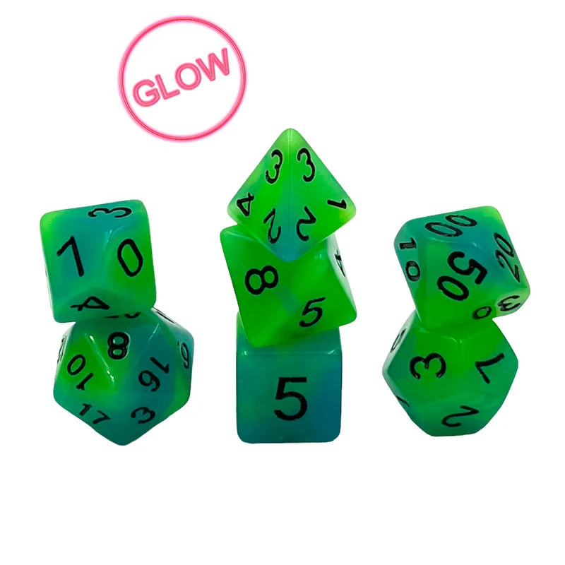 7-teiliges RPG Würfelset Glow: Swirl Grape