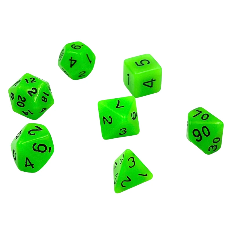 7-teiliges RPG Würfelset Glow: Green