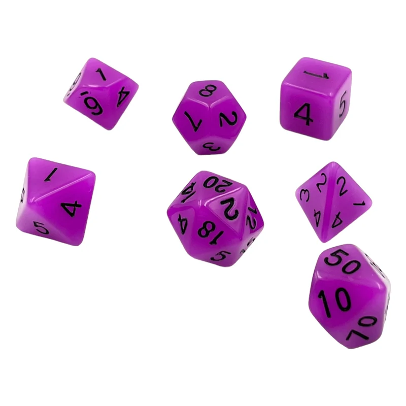 7-teiliges RPG Würfelset Glow: Purple