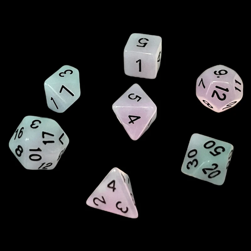 7-teiliges RPG Würfelset Glow: Purple