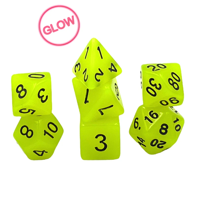 7-teiliges RPG Würfelset Glow: Yellow