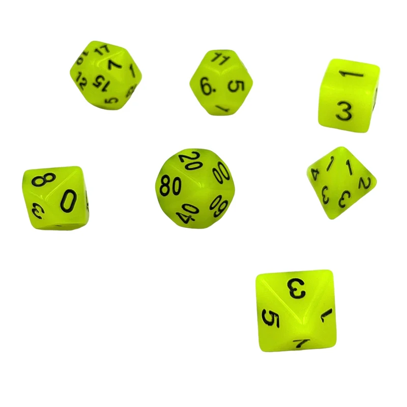 7-teiliges RPG Würfelset Glow: Yellow
