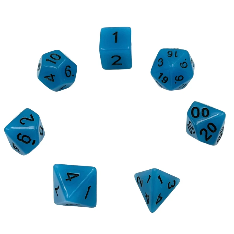 7-teiliges RPG Würfelset Glow: Blue