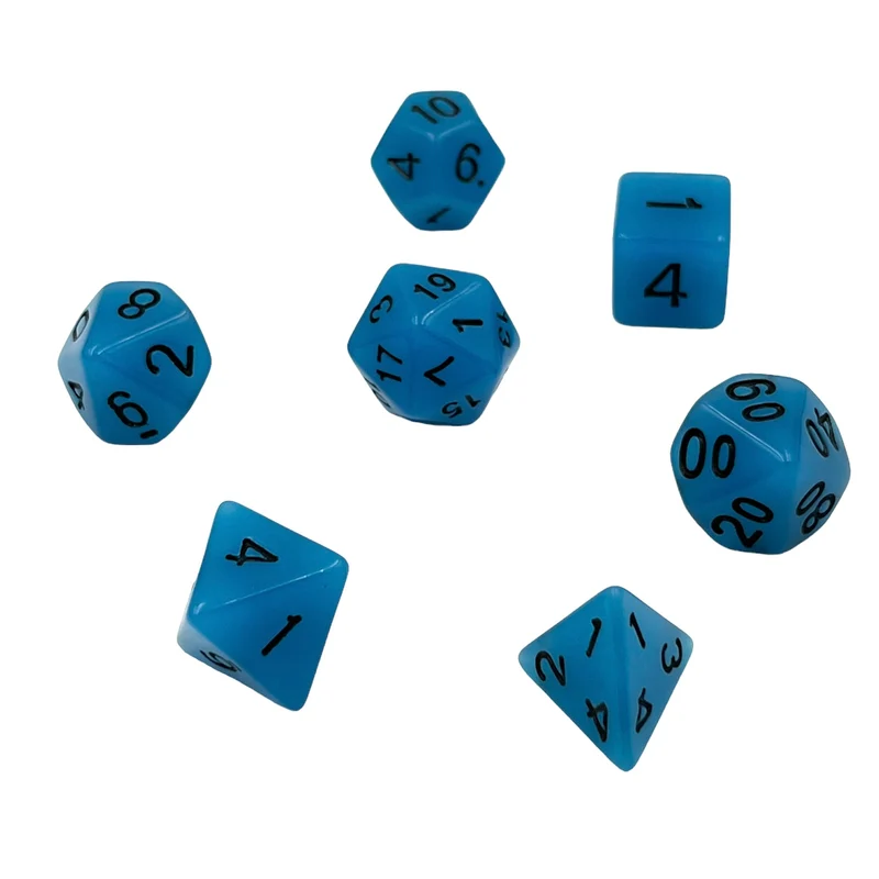7-teiliges RPG Würfelset Glow: Blue