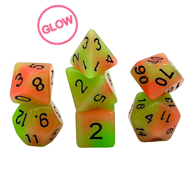 7-teiliges RPG Würfelset Glow: Apple