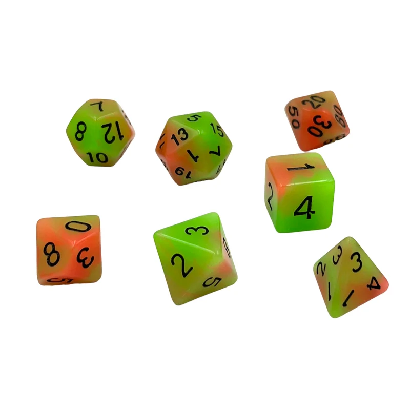 7-teiliges RPG Würfelset Glow: Apple