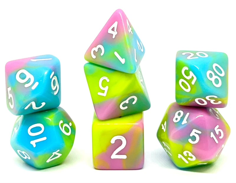 7-teiliges RPG Würfelset Mehrfarbig: Rainbow Cake
