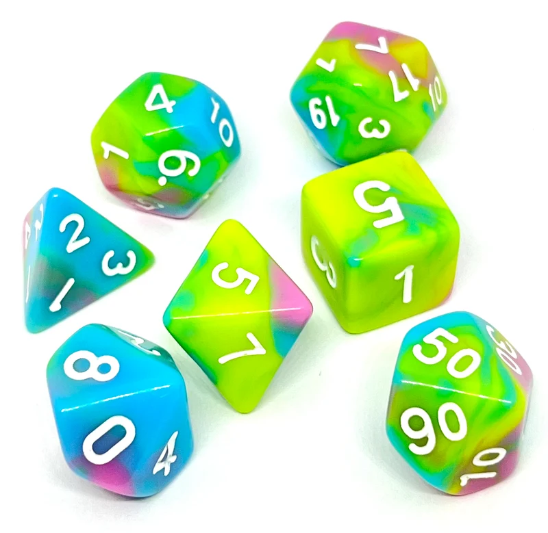 7-teiliges RPG Würfelset Mehrfarbig: Rainbow Cake