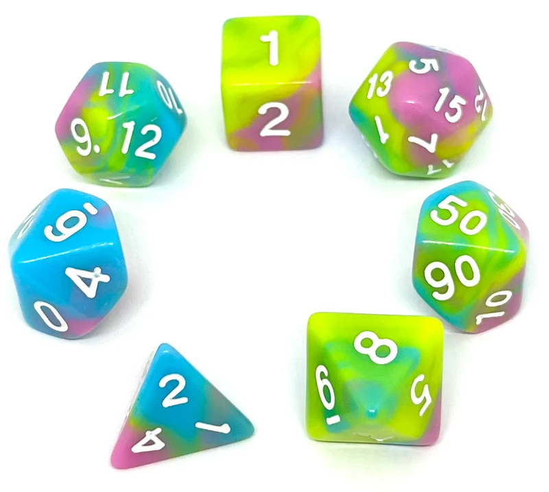 7-teiliges RPG Würfelset Mehrfarbig: Rainbow Cake
