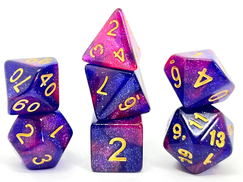7-teiliges RPG Würfelset Galaxy: Violet Purple
