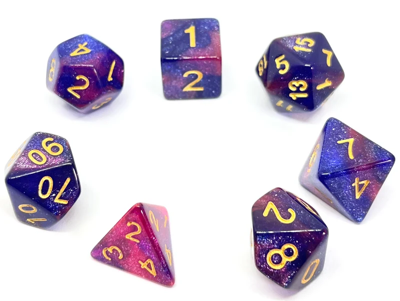 7-teiliges RPG Würfelset Galaxy: Violet Purple