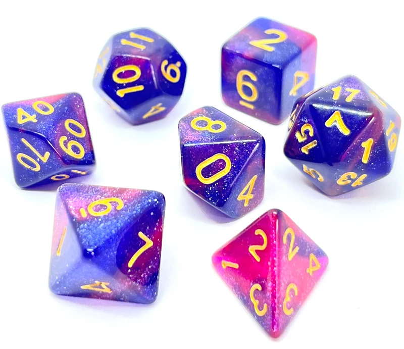 7-teiliges RPG Würfelset Galaxy: Violet Purple