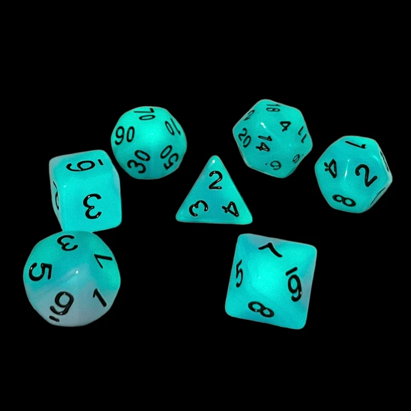 7-teiliges RPG Würfelset Glow: Blueberry