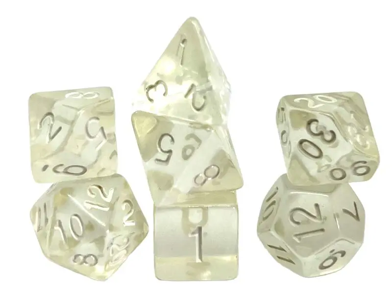 7-teiliges RPG Würfelset Transparent: Crystal