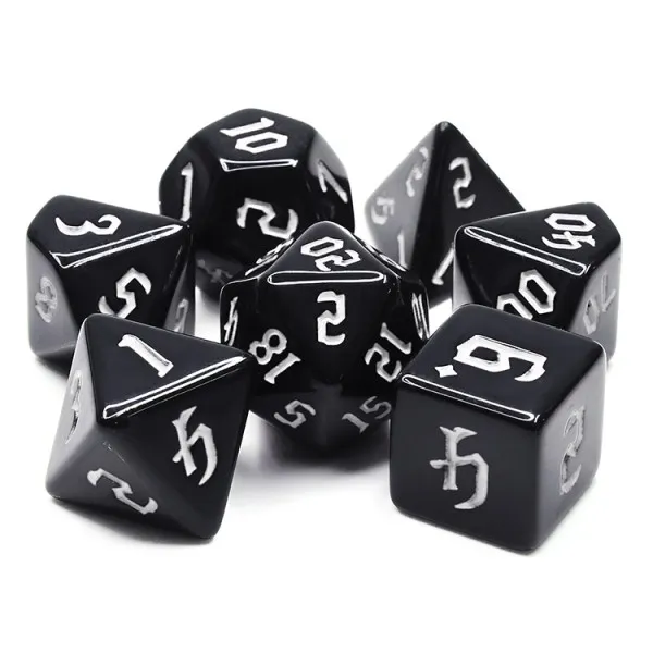 7-teiliges RPG Würfelset Opaque: Chon Drite Black/White