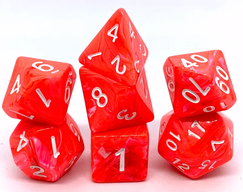 7-teiliges RPG Würfelset Candysweet: Bloody Orange