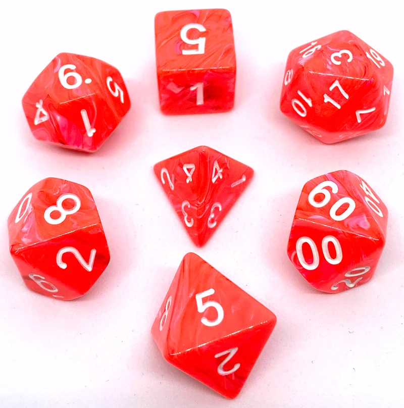 7-teiliges RPG Würfelset Candysweet: Bloody Orange