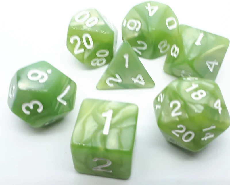 7-teiliges RPG Würfelset Pearl: Lightgreen/White