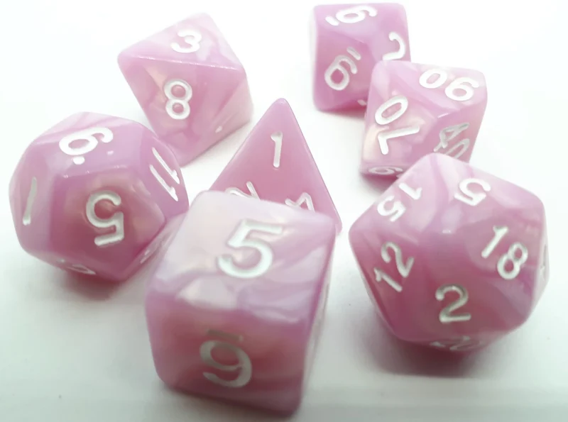 7-teiliges RPG Würfelset Pearl: Lavender/White