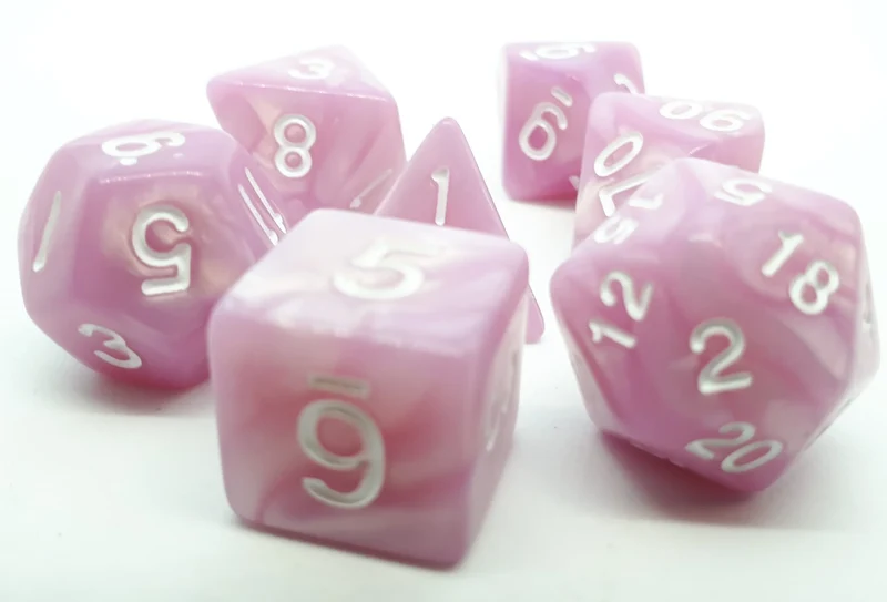 7-teiliges RPG Würfelset Pearl: Lavender/White