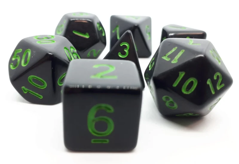 7-teiliges RPG Würfelset Opaque: Black/Green