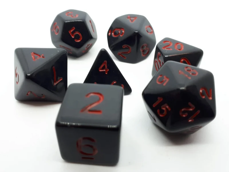 7-teiliges RPG Würfelset Opaque: Black/Red