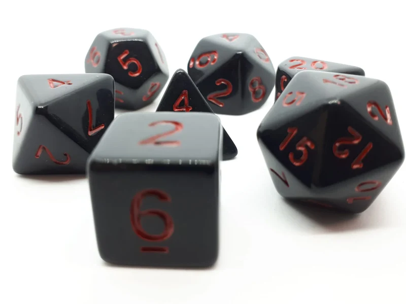 7-teiliges RPG Würfelset Opaque: Black/Red