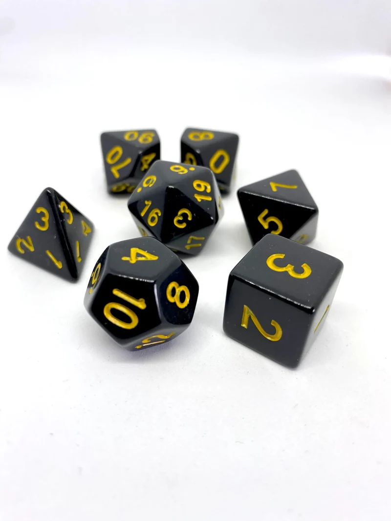 7-teiliges RPG Würfelset Opaque: Black/Yellow