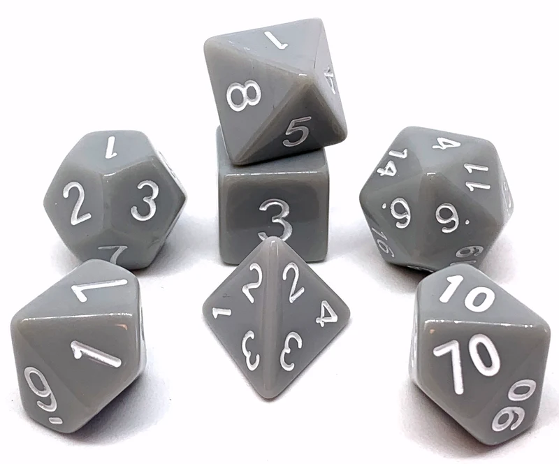 7-teiliges RPG Würfelset Opaque: Grey