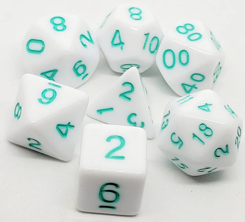 7-teiliges RPG Würfelset Opaque Marshmellow: Petrol