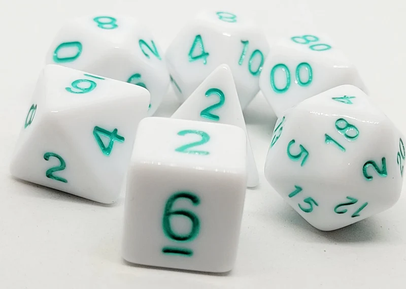 7-teiliges RPG Würfelset Opaque Marshmellow: Petrol