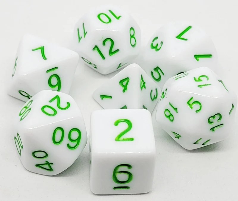 7-teiliges RPG Würfelset Opaque Marshmellow: Green