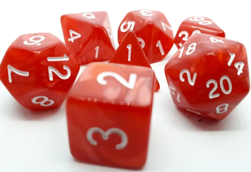 7-teiliges RPG Würfelset Pearl: Red/White